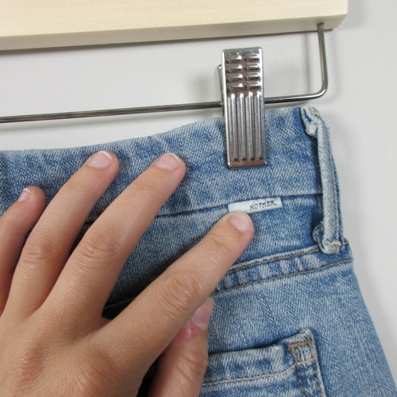 Mother Looker Ankle Fray Jeans Tourist Trap Women 24 Blue Denim Raw Hem Chic 452 - Picture 14 of 15